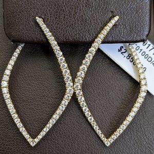 14K Diamond Geometric Hoop Earrings